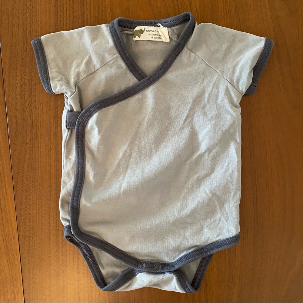 Monica + Andy wrap/kimono bodysuit grey 3-6 months